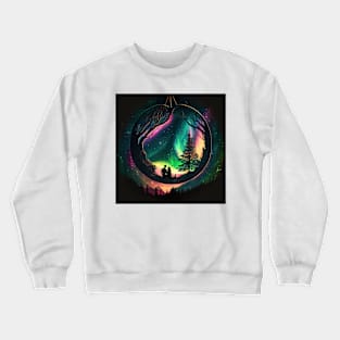 Couple in Heart shaped tree watching the northern lights. Crewneck Sweatshirt